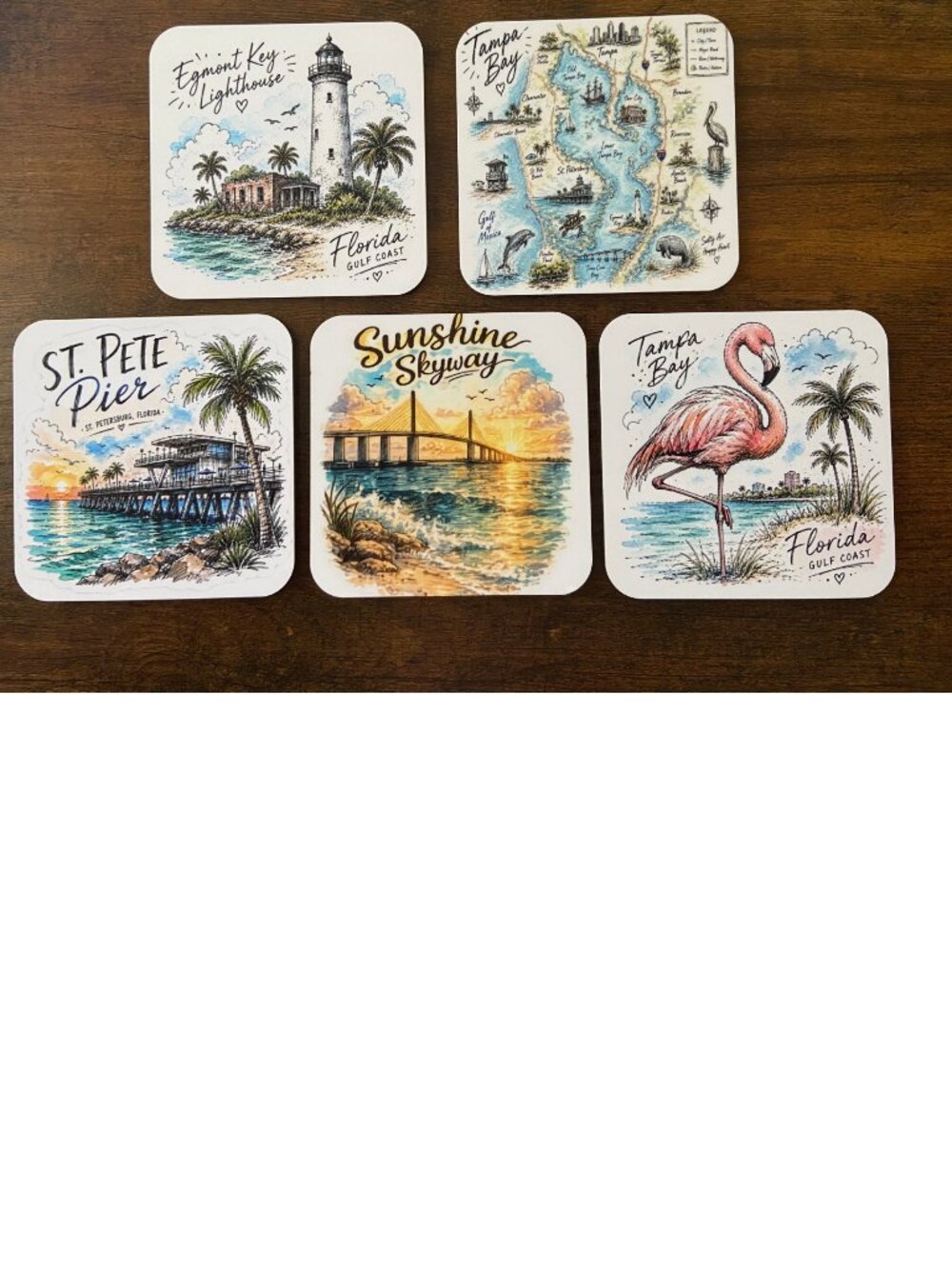 Tampa Bay Florida Souvenir Magnet Set – Exclusive St. Pete Pier, Skyway & Egmont